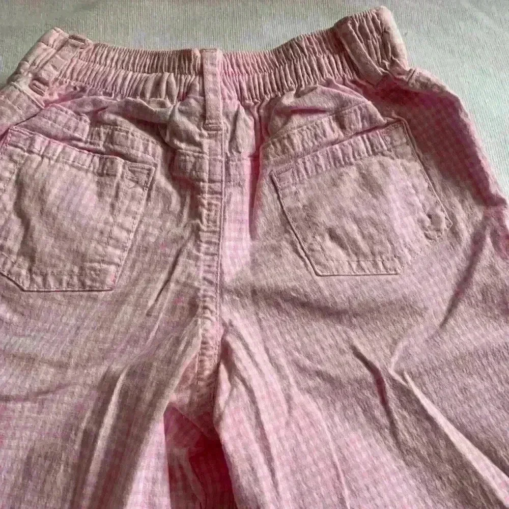 2 pc Cargo Jeans, Elastic Waist & Pink Floral Embroidered Gingham Pants
